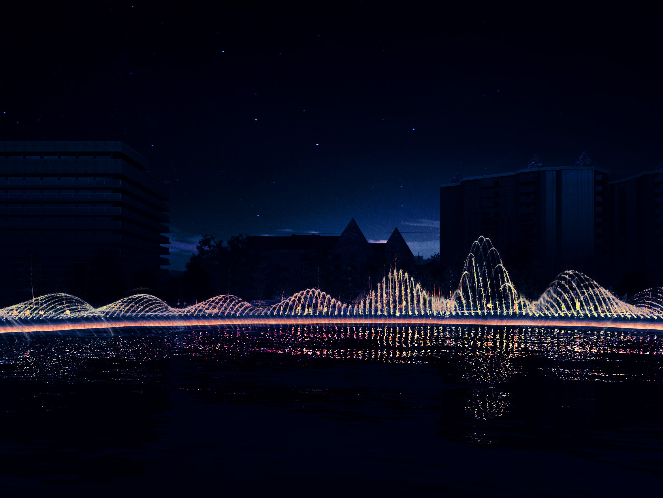 boardwalk night view rendering